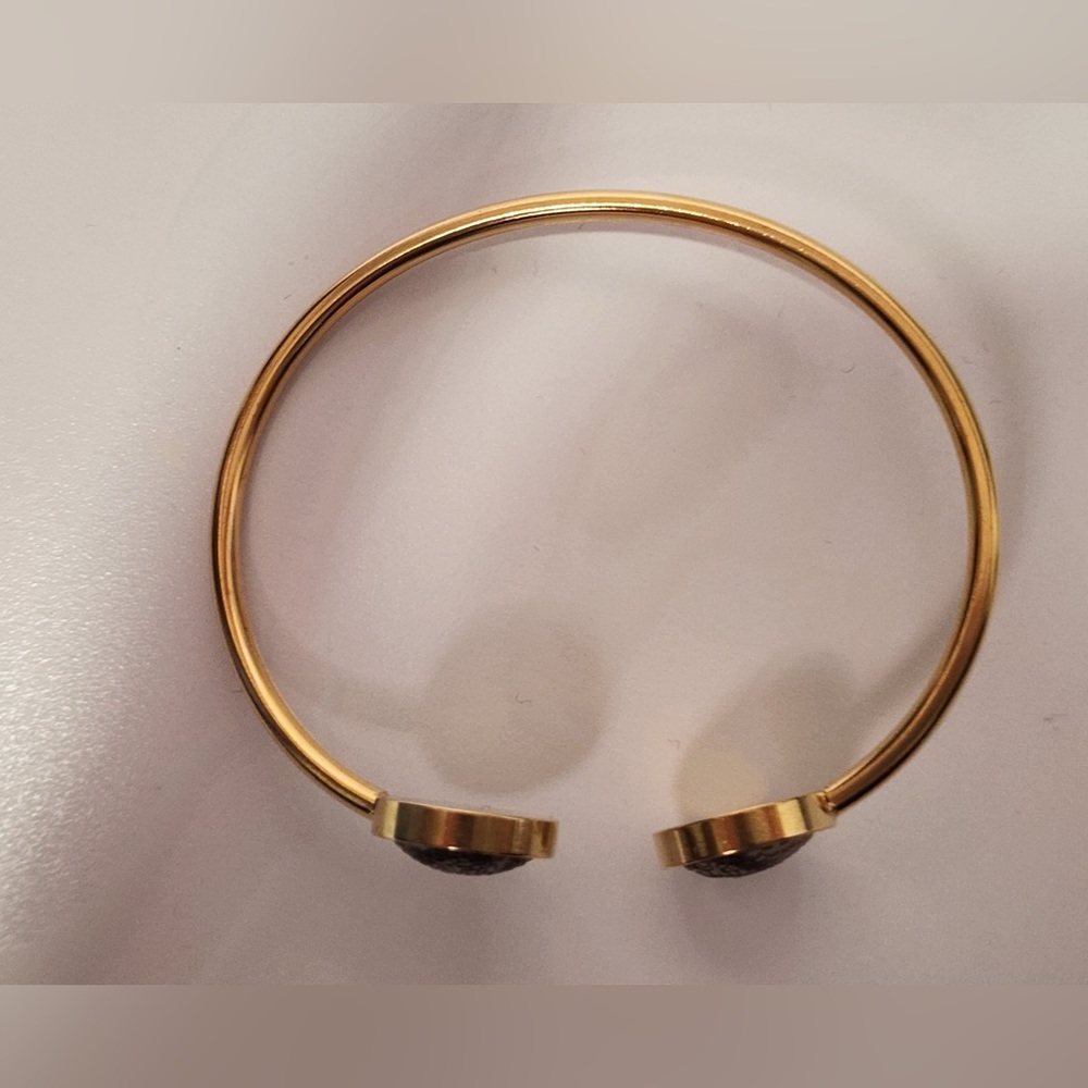 Gucci Brown Monogram Canvas Gold Wrap Cuff Bracelet - Picture 4 of 7